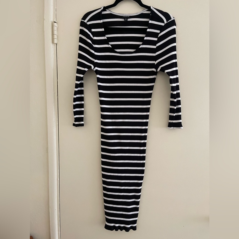 Torrid Striped Ribbed Bodycon Dress White Black